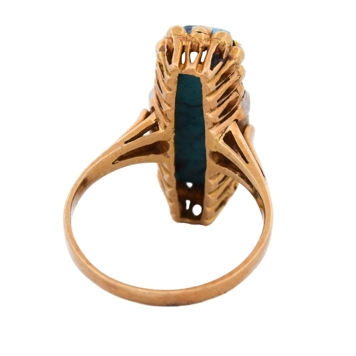 Bague Cocktail en or jaune, turquoise et diamants - Castafiore