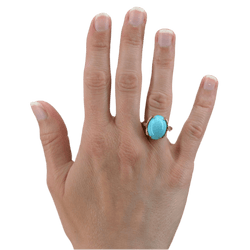 Bague Cocktail en or jaune, turquoise et diamants - Castafiore