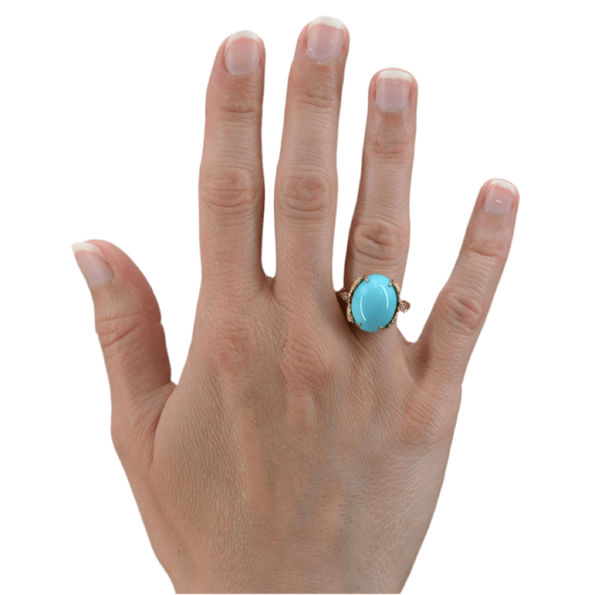 Bague Cocktail en or jaune, turquoise et diamants - Castafiore