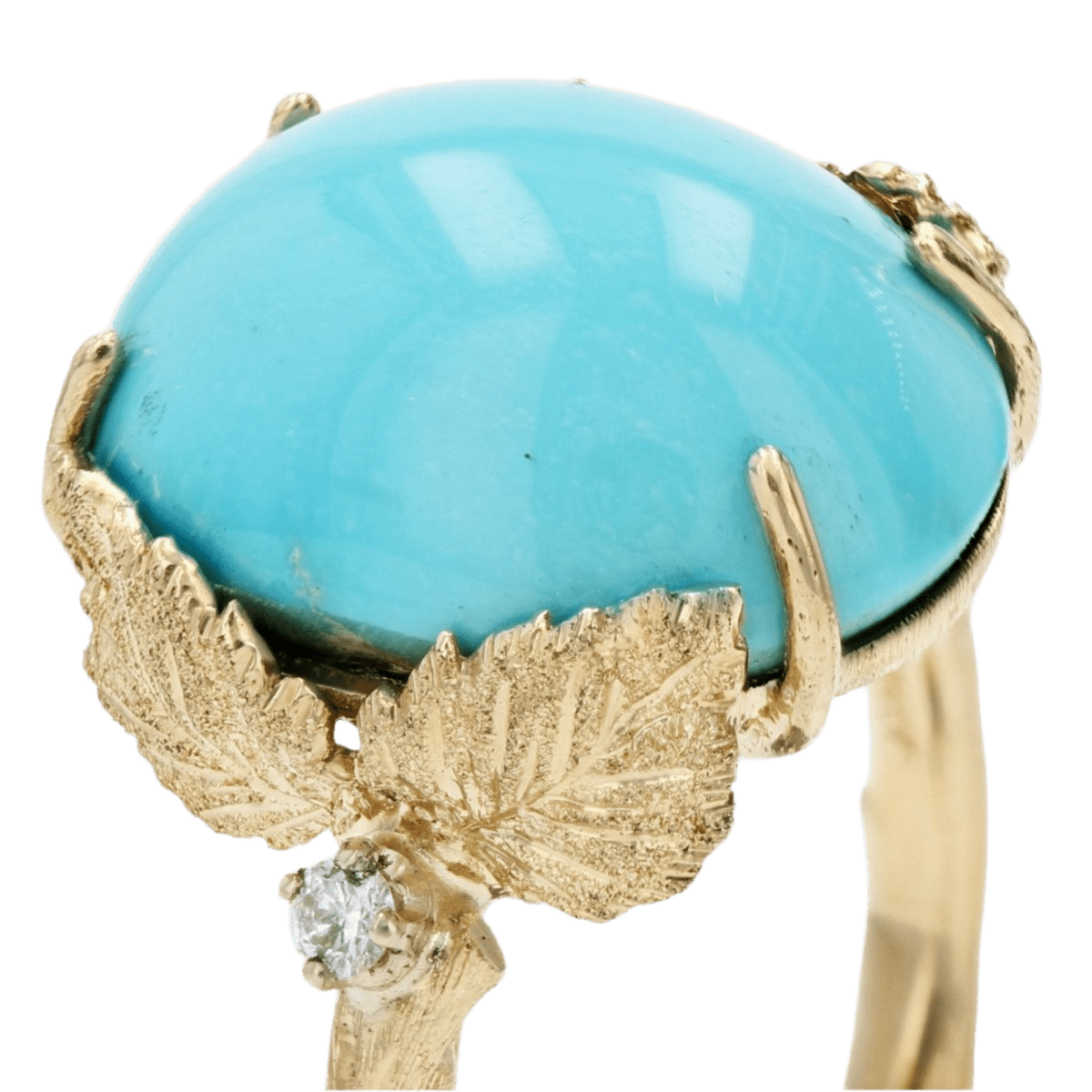 Bague Cocktail en or jaune, turquoise et diamants - Castafiore