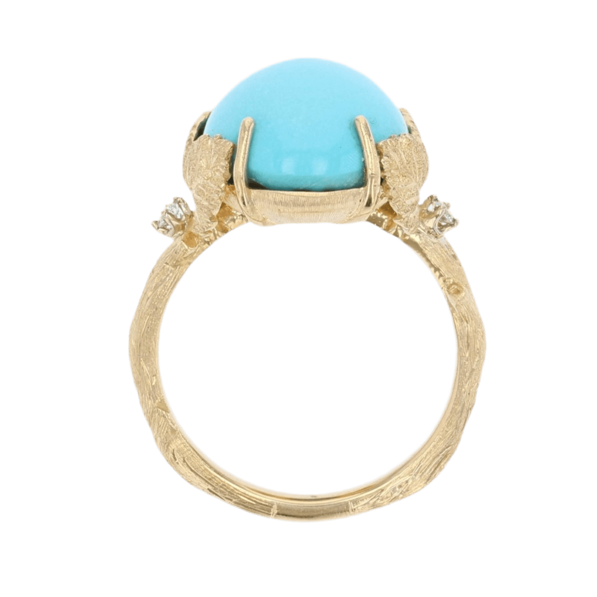 Bague Cocktail en or jaune, turquoise et diamants - Castafiore