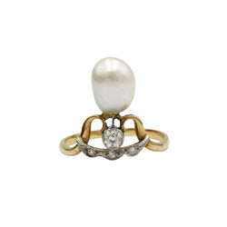 Bague Cocktail en or, perle et diamants - Castafiore