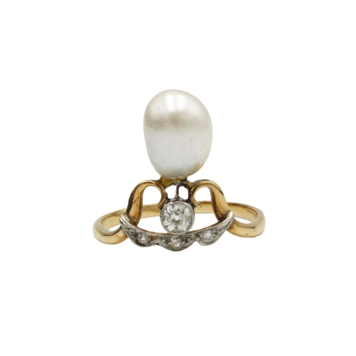 Bague Cocktail en or, perle et diamants - Castafiore