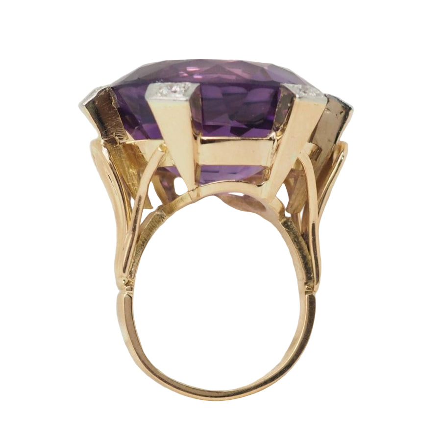 Bague COCKTAIL en or rose améthyste et diamants - Castafiore