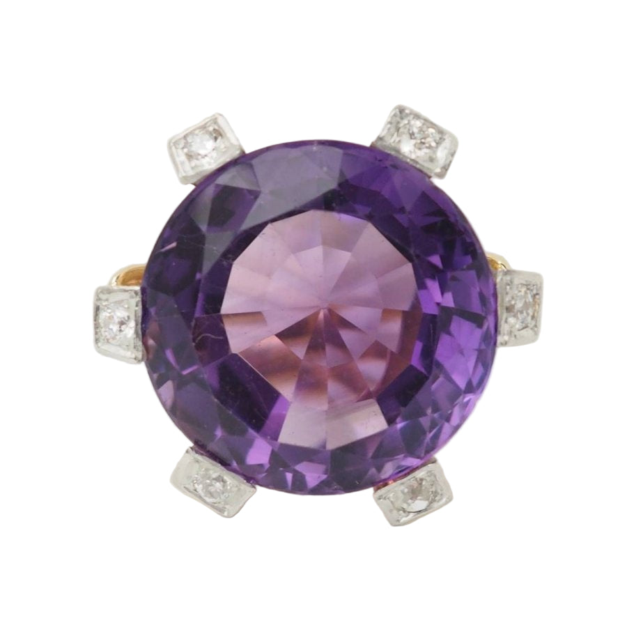 Bague COCKTAIL en or rose améthyste et diamants - Castafiore