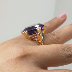 Bague COCKTAIL en or rose améthyste et diamants - Castafiore