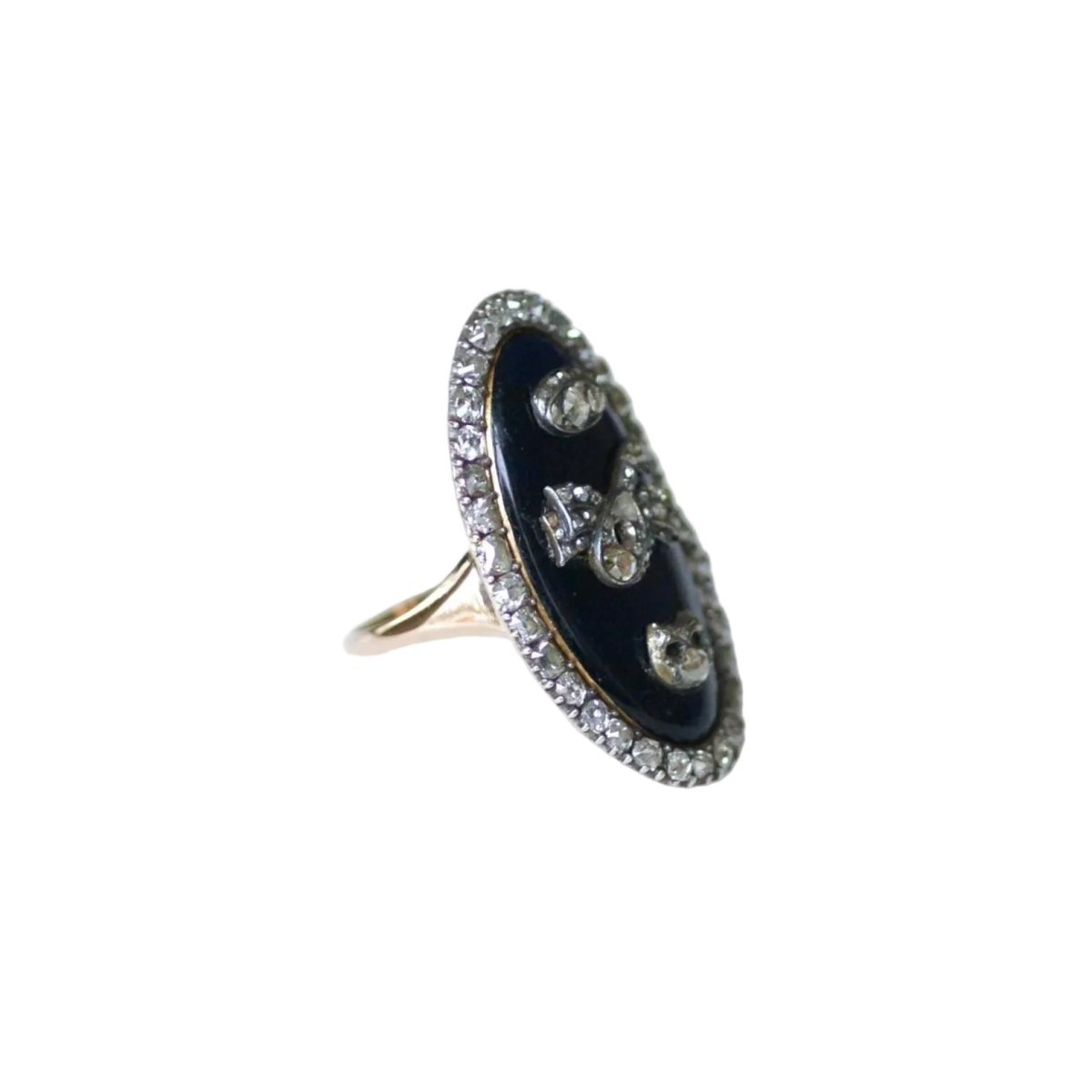 Bague Cocktail en or rose, argent, émail et diamants - Castafiore