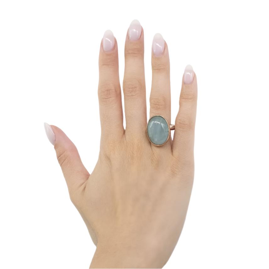 Bague Cocktail en or rose, argent et aigue - marine - Castafiore