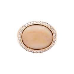 Bague Cocktail en or rose, corail et diamants - Castafiore