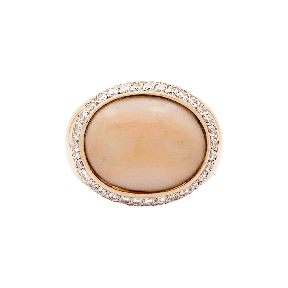 Bague Cocktail en or rose, corail et diamants - Castafiore