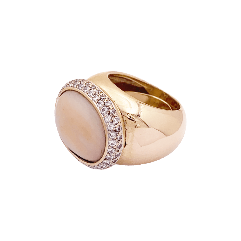 Bague Cocktail en or rose, corail et diamants - Castafiore