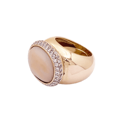 Bague Cocktail en or rose, corail et diamants - Castafiore