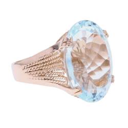 Bague Cocktail en or rose et aigue - marine - Castafiore