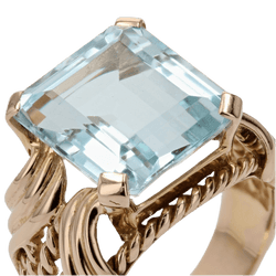 Bague Cocktail en or rose et aigue - marine - Castafiore