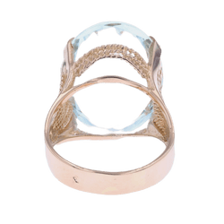 Bague Cocktail en or rose et aigue - marine - Castafiore