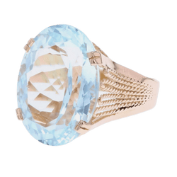 Bague Cocktail en or rose et aigue - marine - Castafiore