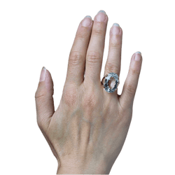 Bague Cocktail en or rose et aigue - marine - Castafiore