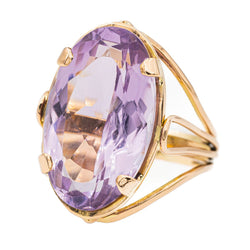 Bague Cocktail en or rose et améthyste - Castafiore