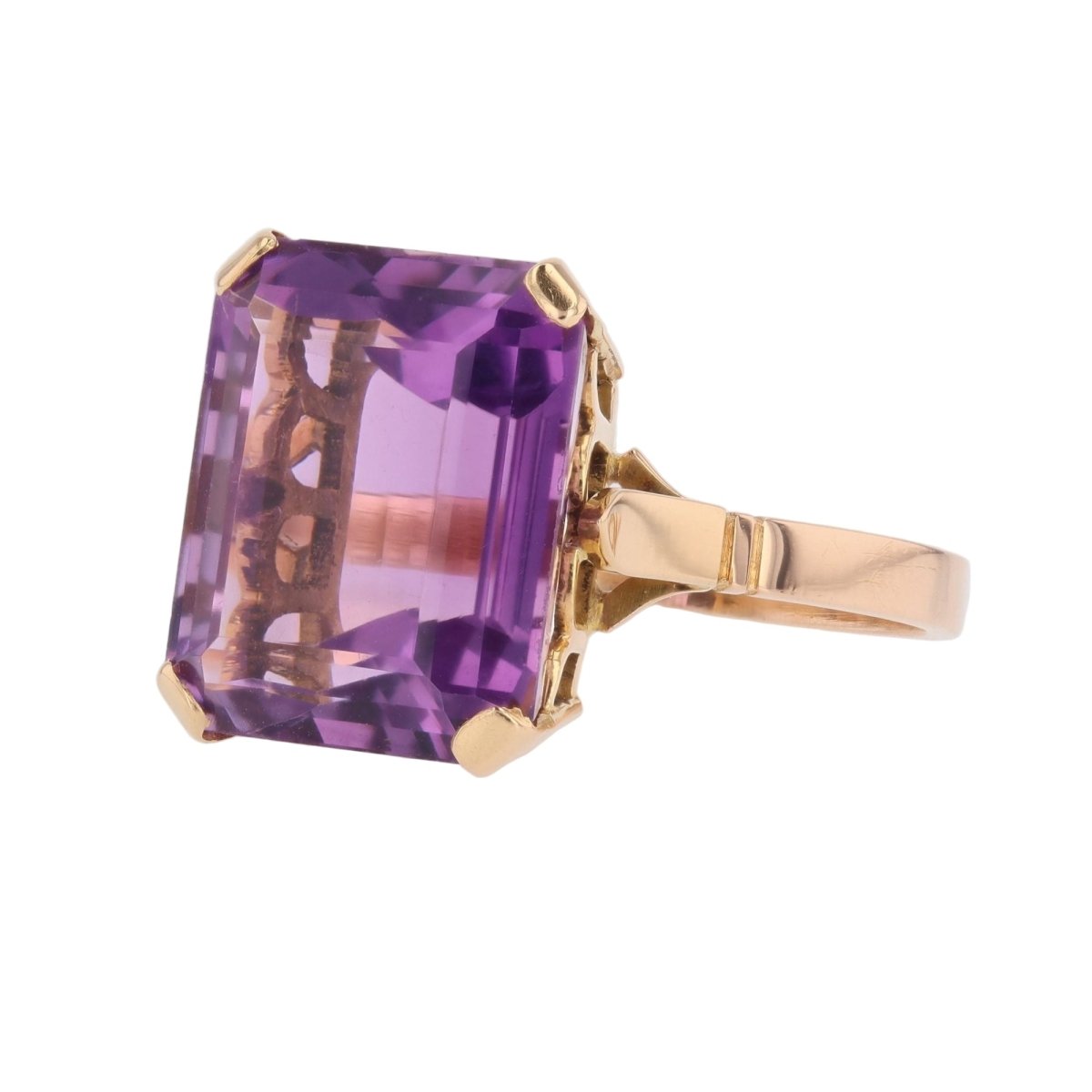 Bague Cocktail en or rose et améthyste - Castafiore