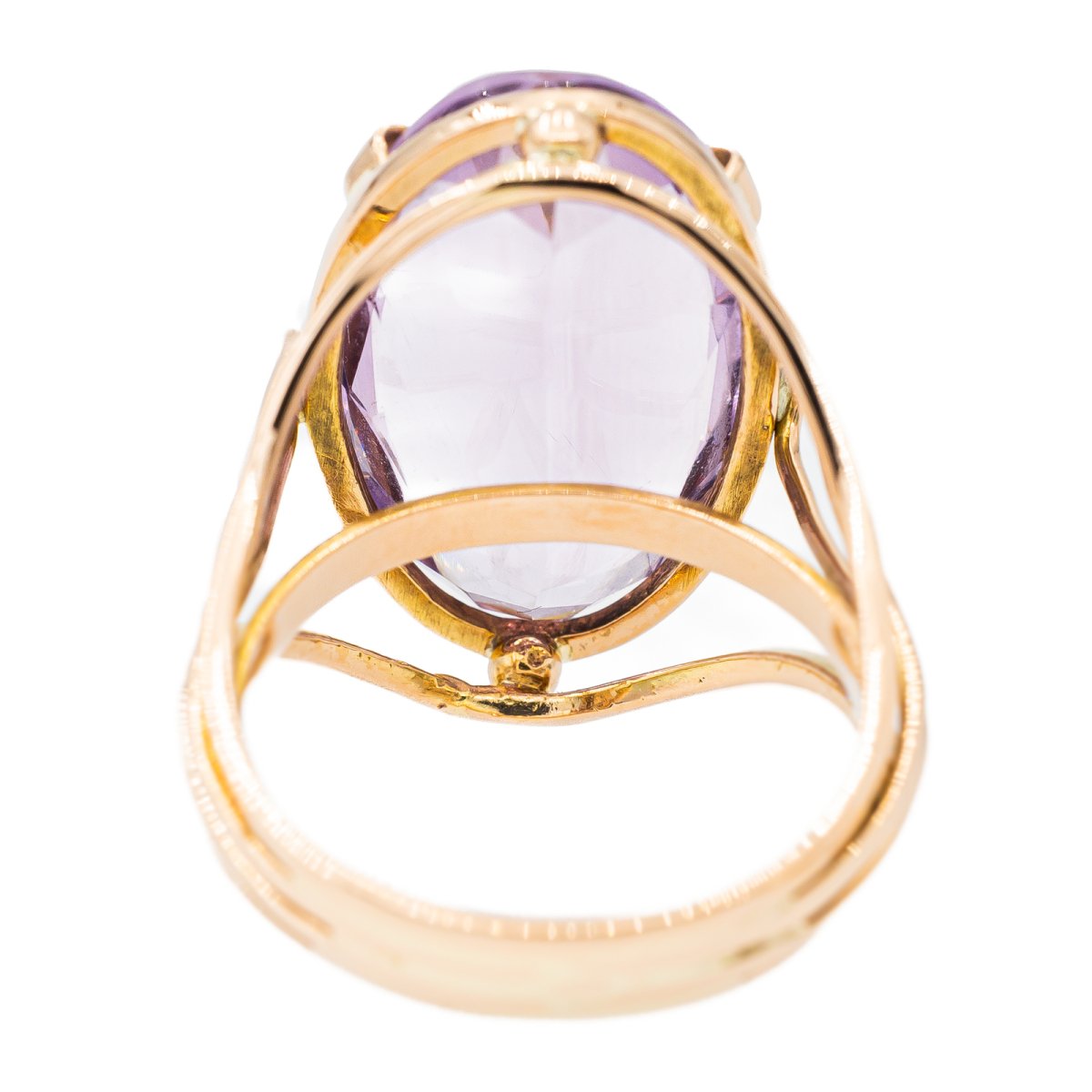 Bague Cocktail en or rose et améthyste - Castafiore
