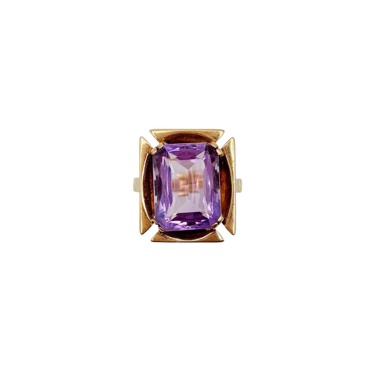 Bague Cocktail en or rose et améthyste - Castafiore