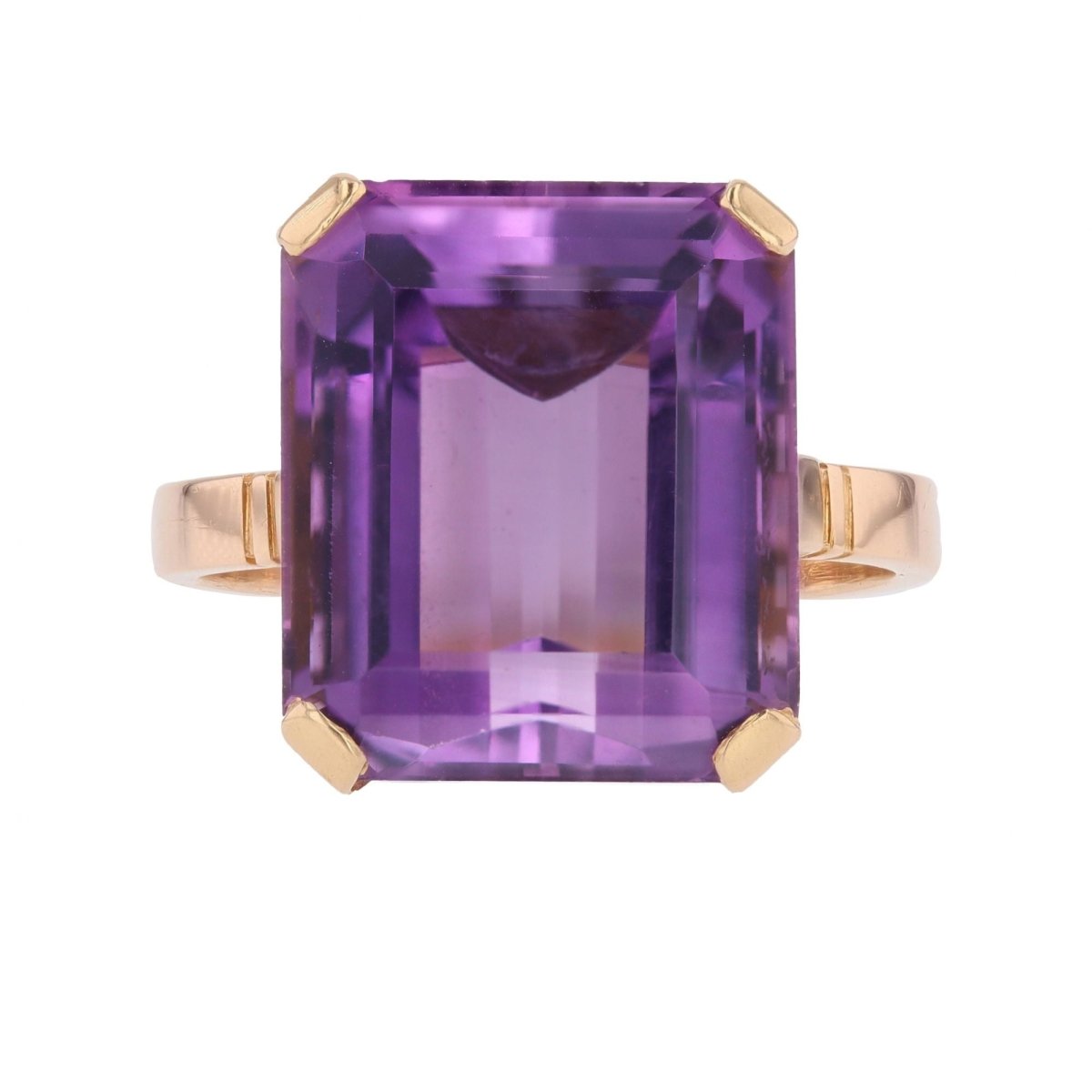 Bague Cocktail en or rose et améthyste - Castafiore