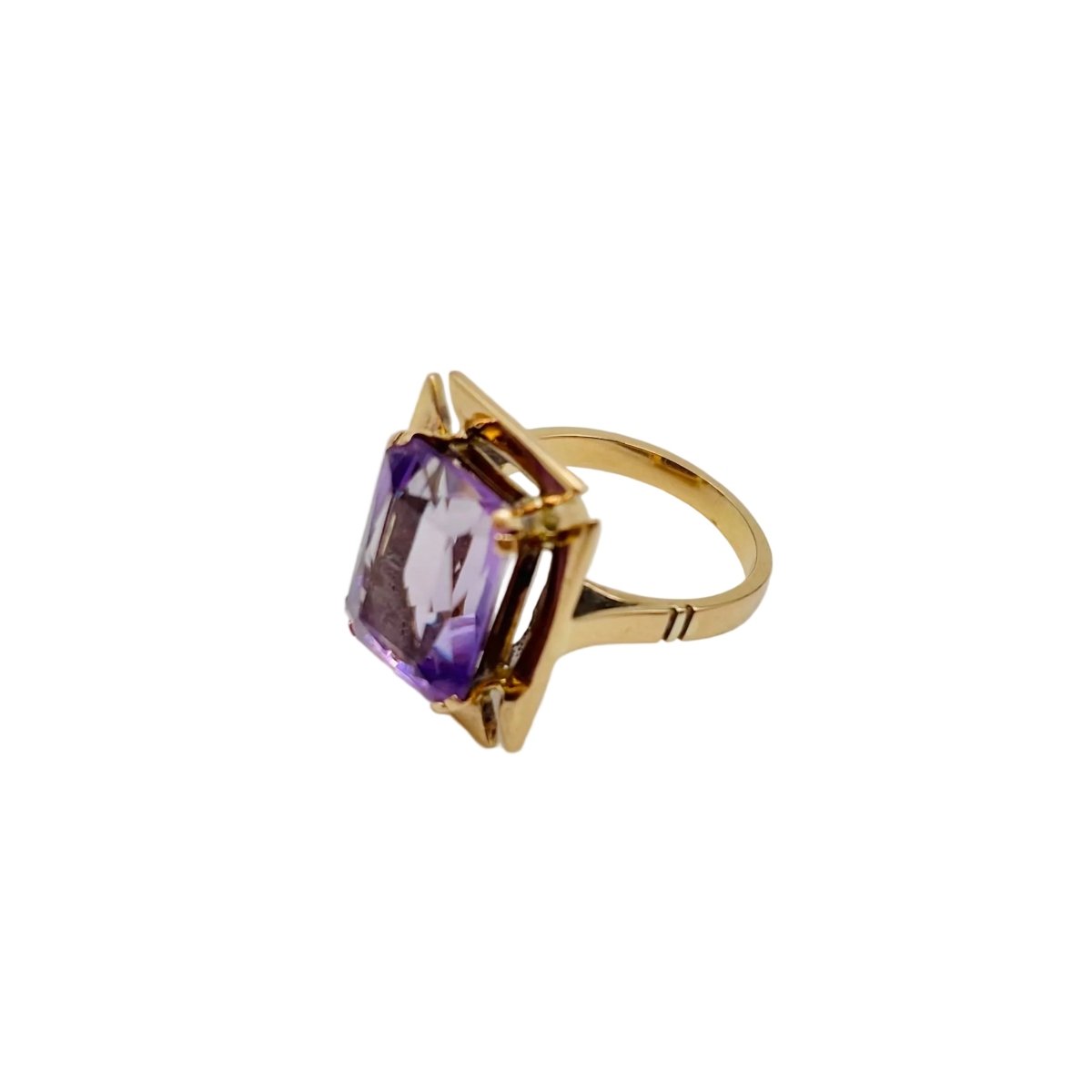 Bague Cocktail en or rose et améthyste - Castafiore