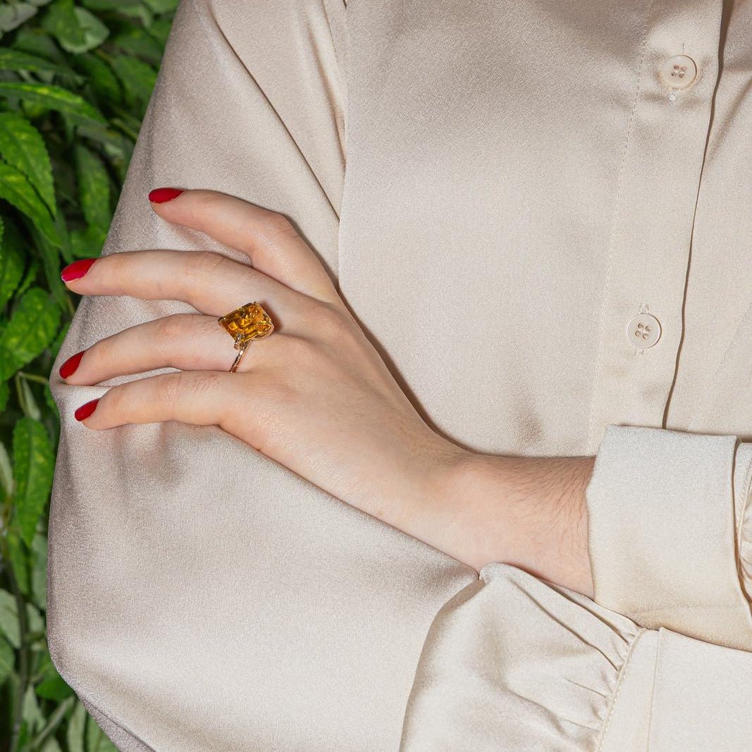 Bague Cocktail en or rose et citrine - Castafiore