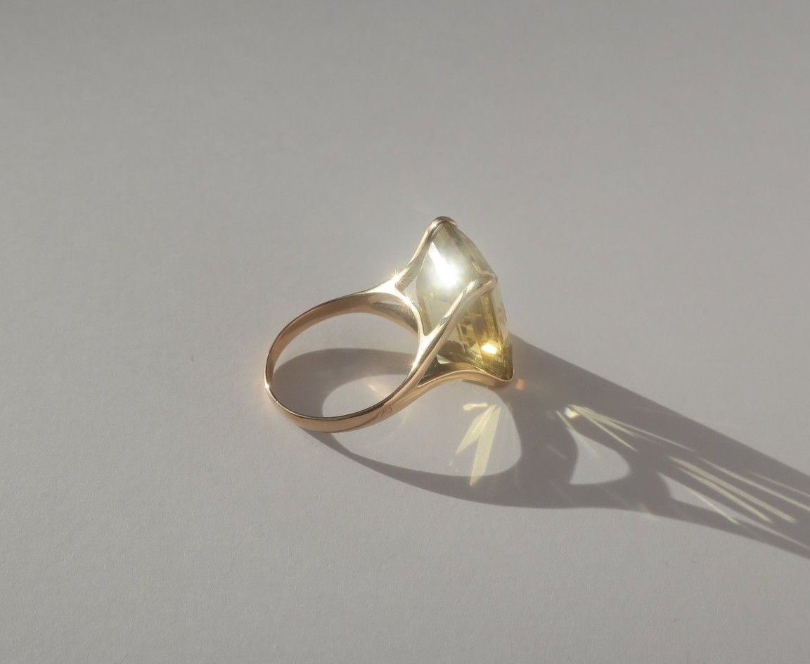 Bague cocktail en or rose et citrine - Castafiore