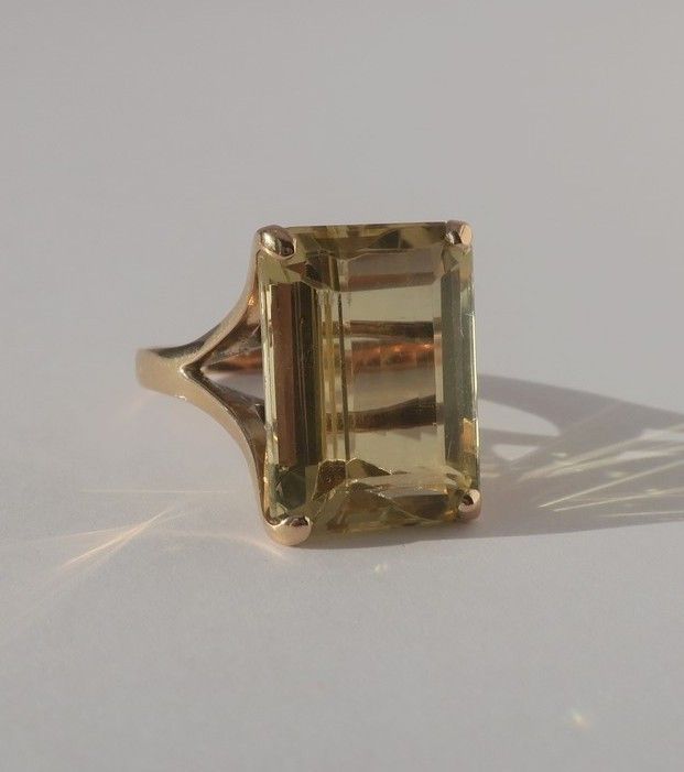 Bague cocktail en or rose et citrine - Castafiore