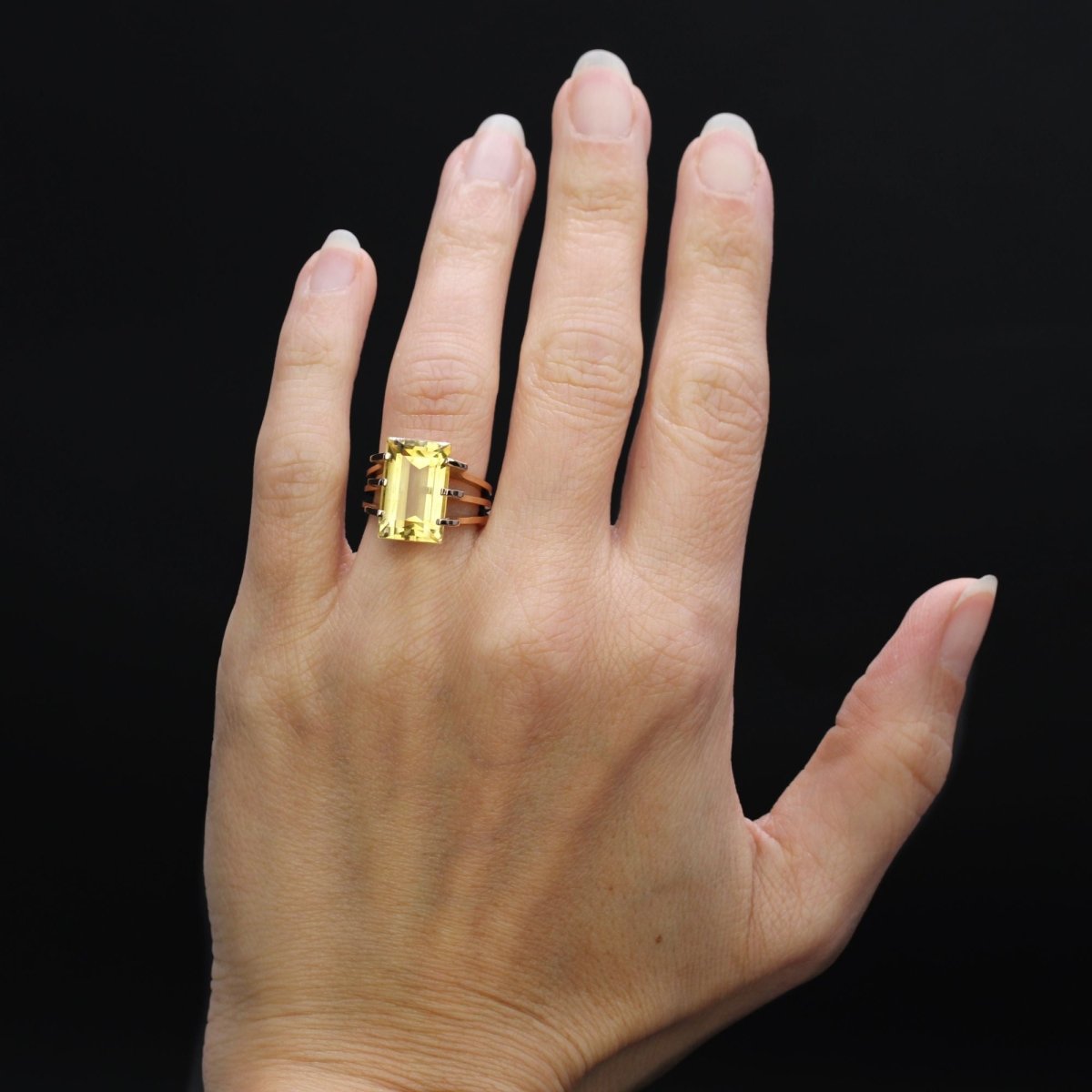 Bague Cocktail en or rose et citrine - Castafiore