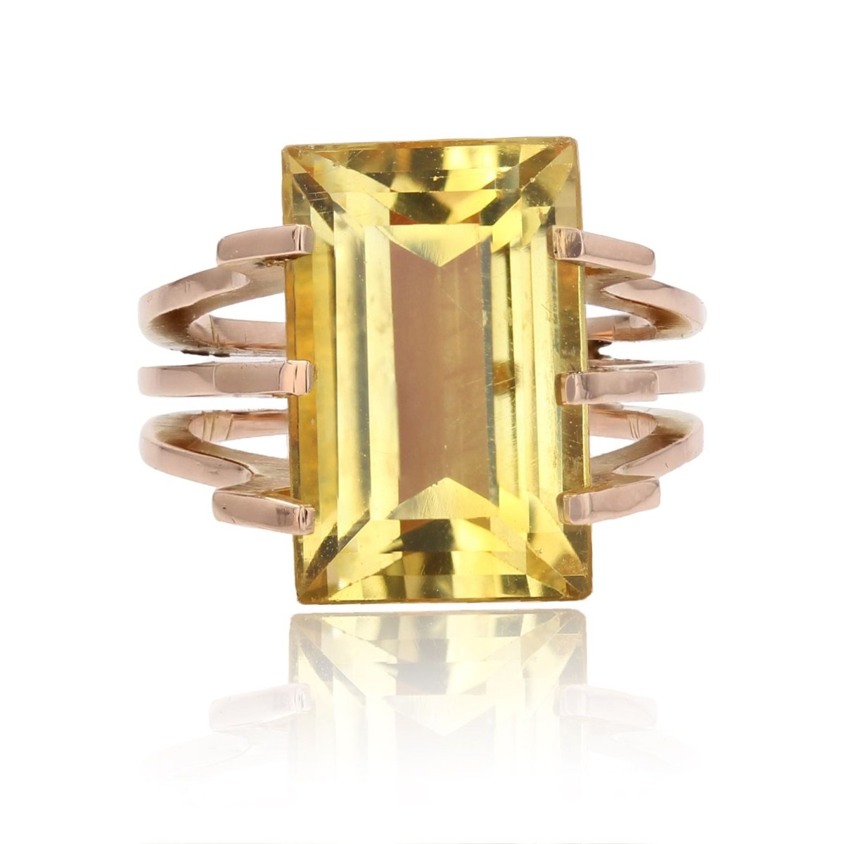 Bague Cocktail en or rose et citrine - Castafiore