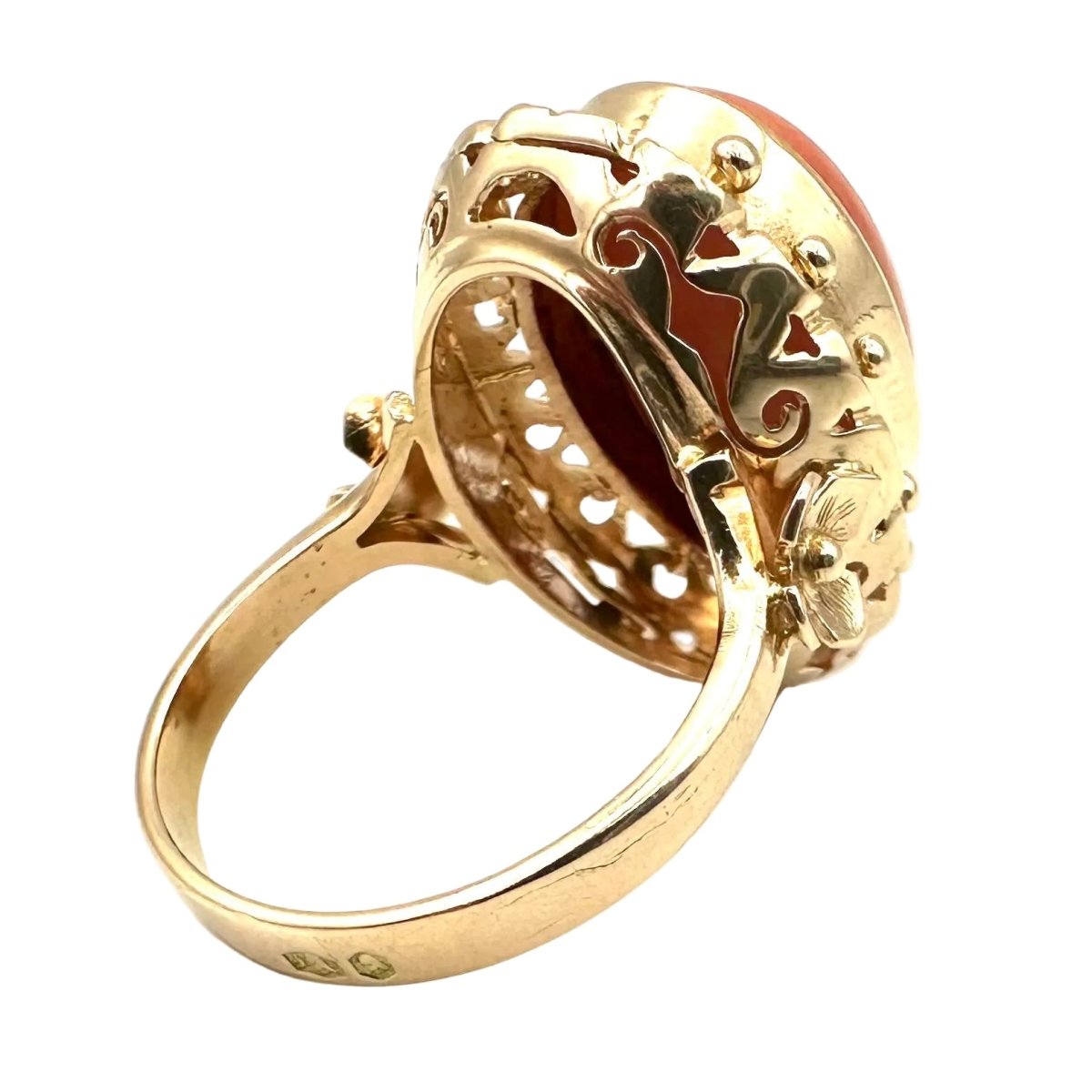 Bague Cocktail en or rose et corail - Castafiore