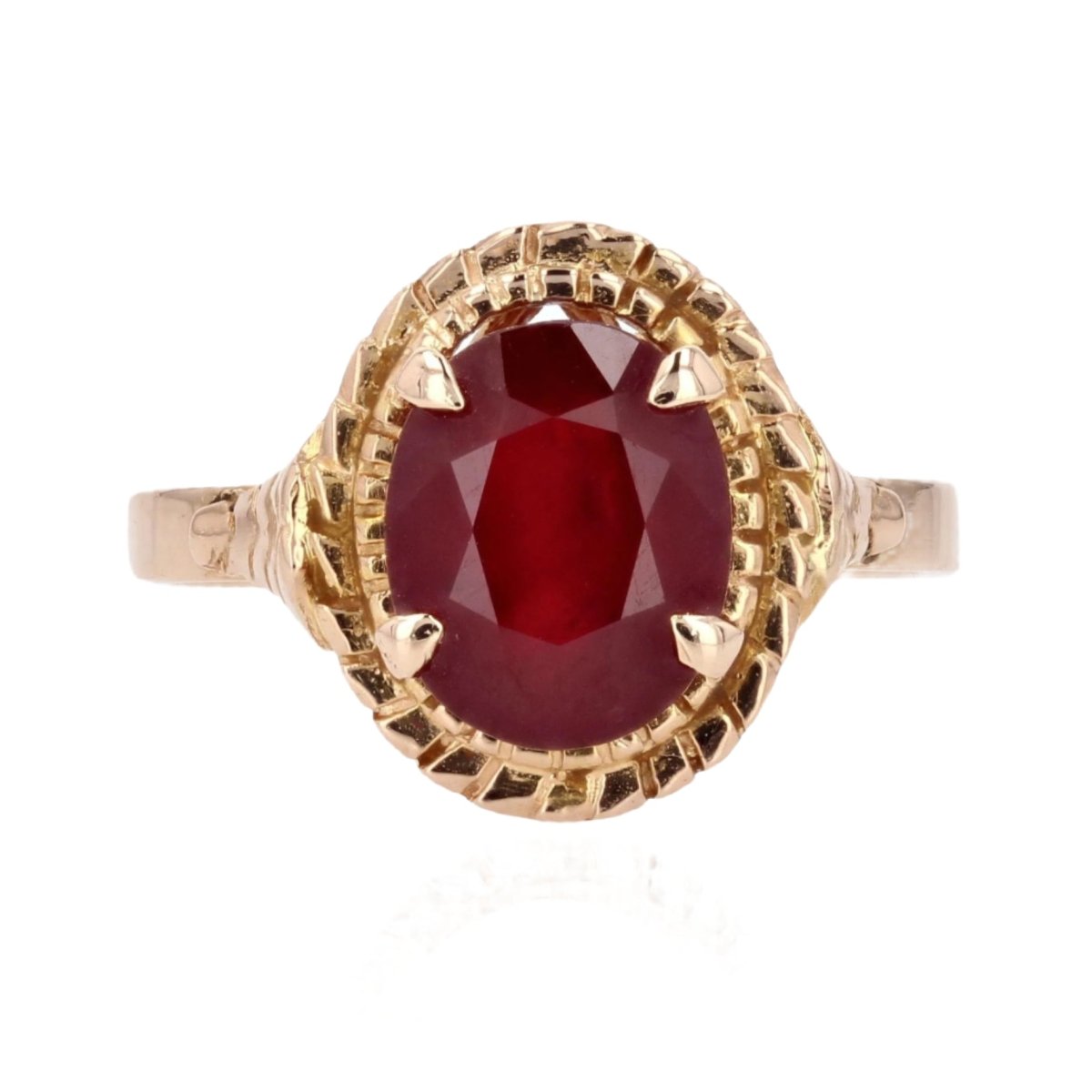 Bague Cocktail en or rose et rubis - Castafiore