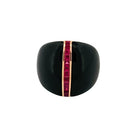 Bague Cocktail en or rose, onyx et rubis - Castafiore