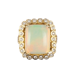 Bague Cocktail en or rose, opale et diamants - Castafiore