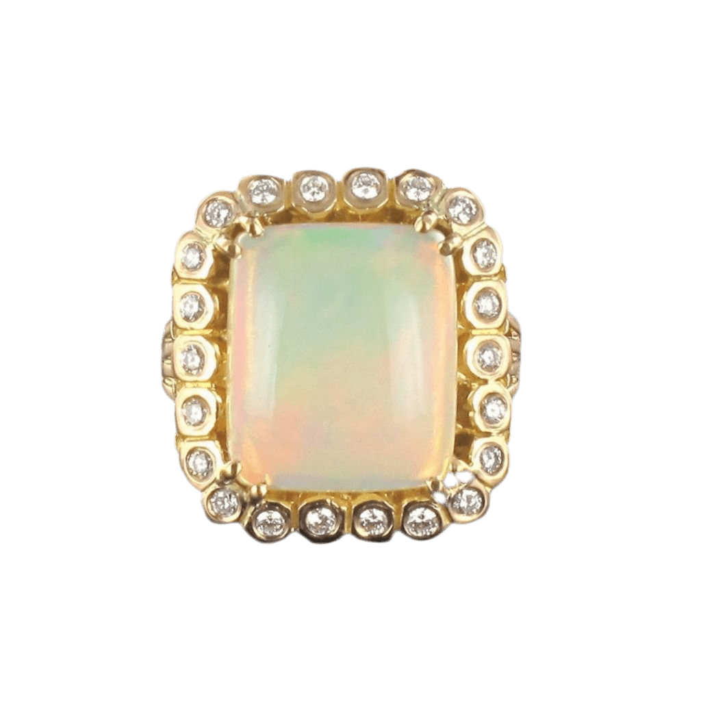 Bague Cocktail en or rose, opale et diamants - Castafiore