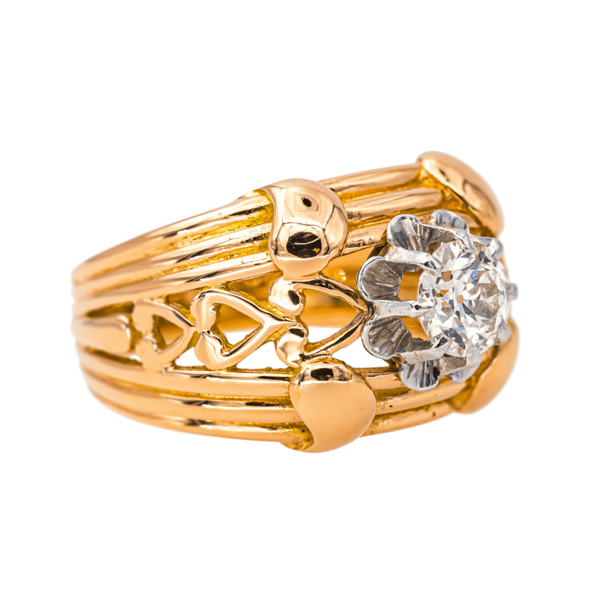 Bague Cocktail en or rose, platine et diamant - Castafiore