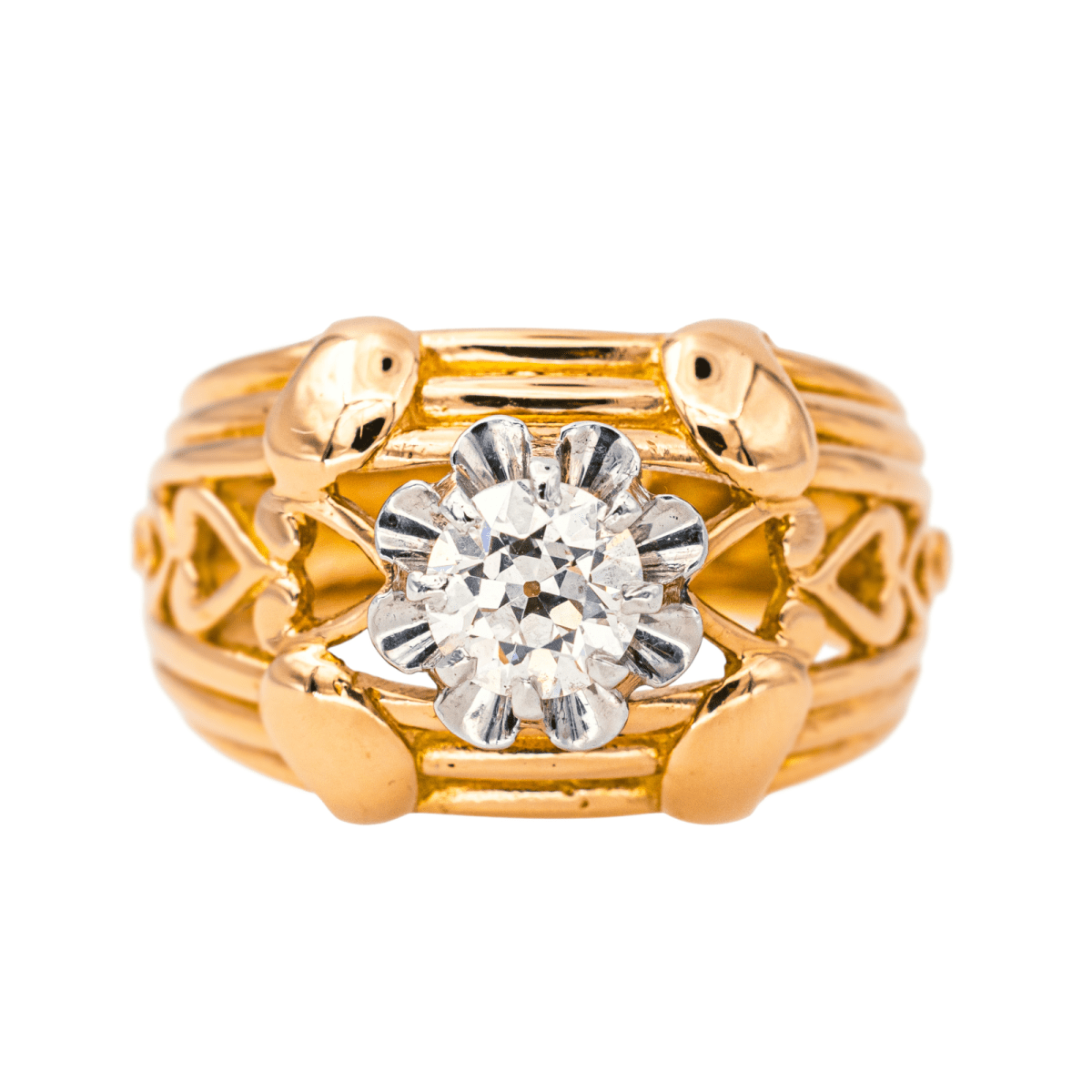 Bague Cocktail en or rose, platine et diamant - Castafiore