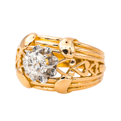 Bague Cocktail en or rose, platine et diamant - Castafiore