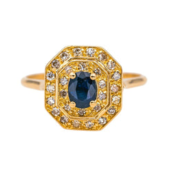 Bague Cocktail en or rose, saphir et diamants - Castafiore