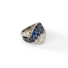 Bague Cocktail en platine, diamants et saphirs - Castafiore