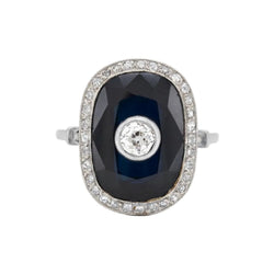 Bague Cocktail en platine, saphir et diamants - Castafiore