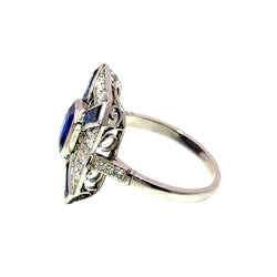 Bague Cocktail en platine, saphirs et diamants - Castafiore