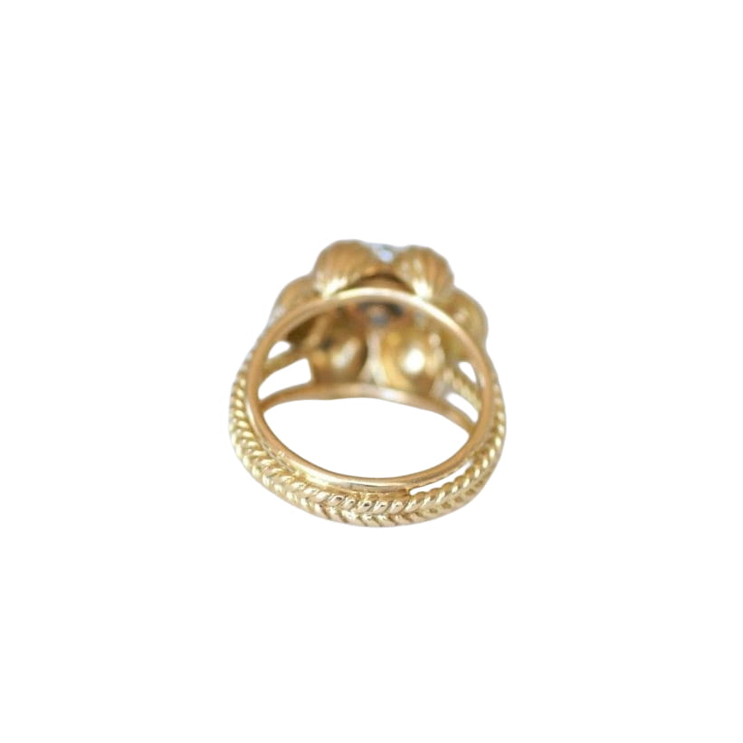 Bague Cocktail Fleur Péridot Diamants Or Jaune - Castafiore