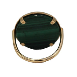 Bague Cocktail GINETTE NY "Disc Ring Ever" en or rose et malachite - Castafiore