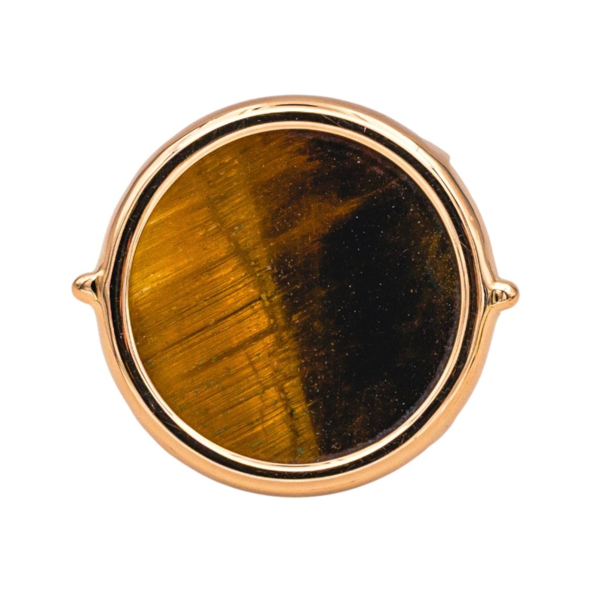 Bague Cocktail GINETTE NY "Ever Tiger Eye Disc" en or rose et oeil du tigre - Castafiore
