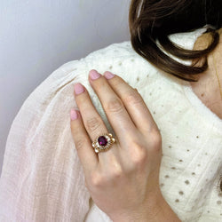 Bague Cocktail grenat rhodolite en or jaune - Castafiore