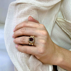 Bague Cocktail grenat rhodolite en or jaune - Castafiore