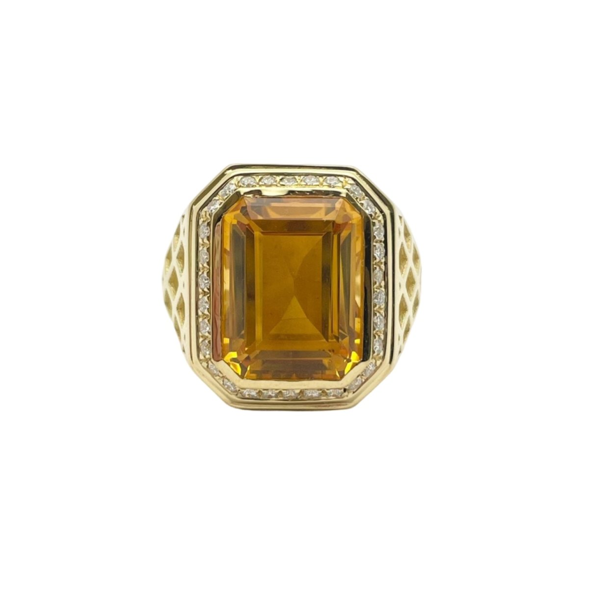 Bague Cocktail LUCIANO SOMENZI en or jaune, citrine et diamants - Castafiore